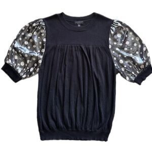 Current Air Black Sweater with Polka Dot Sleeves